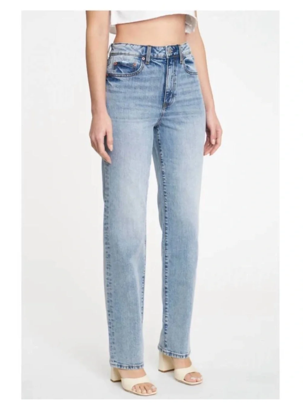 Daze 90s inspired Minimalist High Rise Straight Leg Light Wash Relaxed Denim
